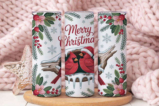 Christmas Cardinals 20oz Tumbler Wrap Sublimation DesignSVG 