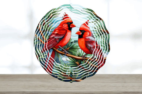 Christmas Cardinals Painted Wind Spinner Sublimation Design Sublimation Regulrcrative 
