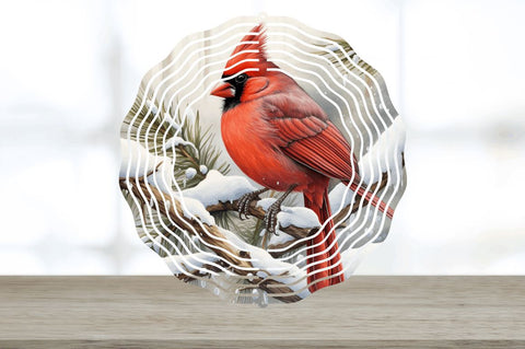 Christmas Cardinals Painted Wind Spinner Sublimation Design Sublimation Regulrcrative 