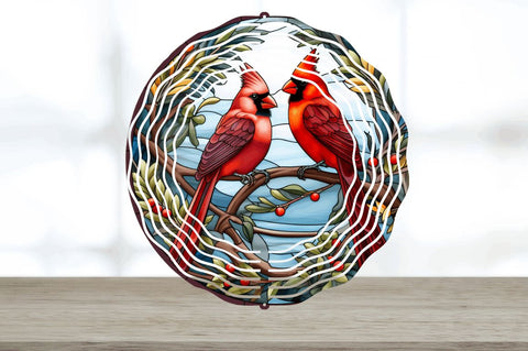 Christmas Cardinals Painted Wind Spinner Sublimation Design Sublimation Regulrcrative 
