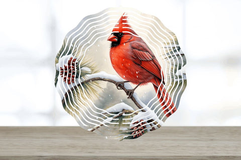 Christmas Cardinals Painted Wind Spinner Sublimation Design Sublimation Regulrcrative 