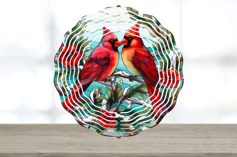 Christmas Cardinals Painted Wind Spinner Sublimation Design Sublimation Regulrcrative 