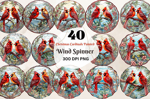Christmas Cardinals Painted Wind Spinner Sublimation Design Sublimation Regulrcrative 