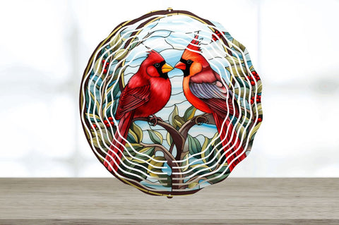 Christmas Cardinals Painted Wind Spinner Sublimation Design Sublimation Regulrcrative 
