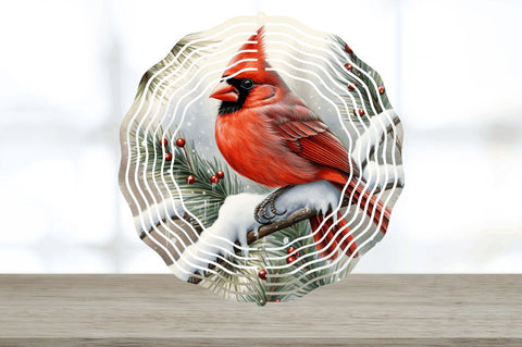 Christmas Cardinals Painted Wind Spinner Sublimation Design Sublimation Regulrcrative 