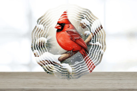 Christmas Cardinals Painted Wind Spinner Sublimation Design Sublimation Regulrcrative 