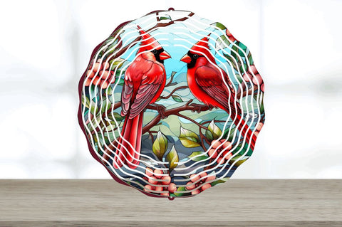 Christmas Cardinals Painted Wind Spinner Sublimation Design Sublimation Regulrcrative 