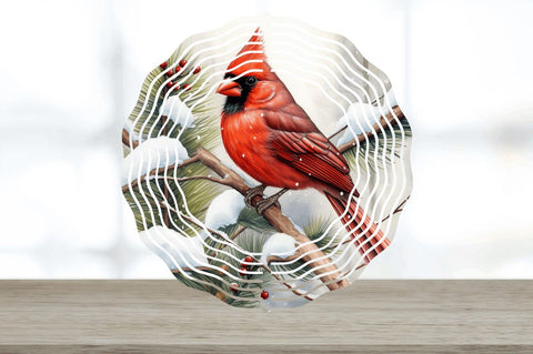 Christmas Cardinals Painted Wind Spinner Sublimation Design Sublimation Regulrcrative 