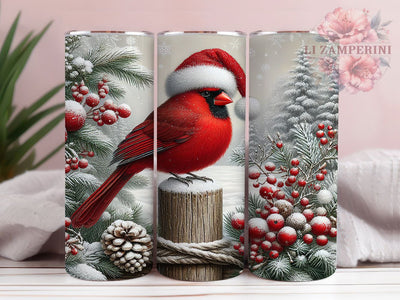 Christmas Cardinals Tumbler, Red Cardinal Art, Winter Cardinal, Holiday Birds, Christmas Tumbler, 20oz Tumbler, Sublimation Design Sublimation Li Zamperini 