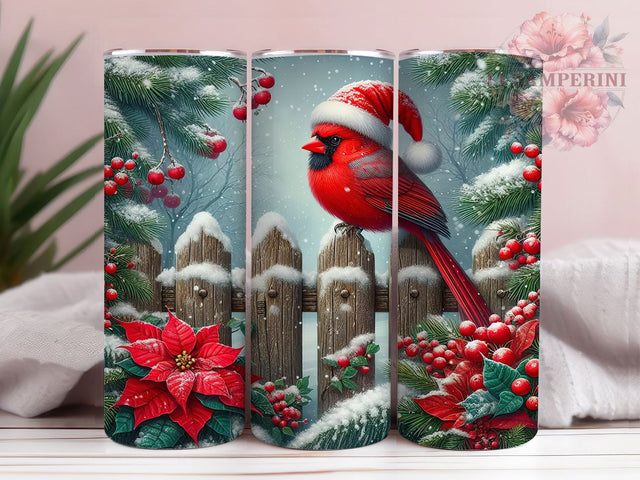 Christmas Cardinals Tumbler, Red Cardinal Art, Winter Cardinal, Holiday Birds, Christmas Tumbler, 20oz Tumbler, Sublimation Design Sublimation Li Zamperini 