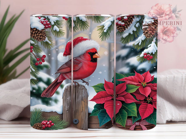 Christmas Cardinals Tumbler, Red Cardinal Art, Winter Cardinal, Holiday Birds, Christmas Tumbler, 20oz Tumbler, Sublimation Design Sublimation Li Zamperini 