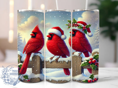 Christmas Cardinals Tumbler Wrap, Red Cardinals Tumbler, Christmas Design, 20oz Wrap, Sublimation Design, Holiday Drinkware, Winter Tumbler, Bird Lover Gift Sublimation ToriDesigns 