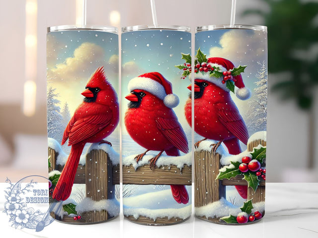 Christmas Cardinals Tumbler Wrap, Red Cardinals Tumbler, Christmas Design, 20oz Wrap, Sublimation Design, Holiday Drinkware, Winter Tumbler, Bird Lover Gift Sublimation ToriDesigns 