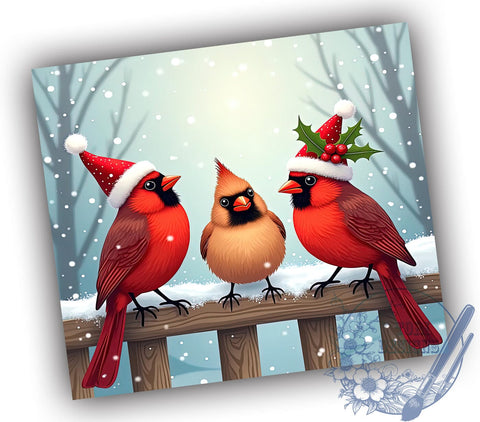 Christmas Cardinals Tumbler Wrap, Red Cardinals Tumbler, Christmas Design, 20oz Wrap, Sublimation Design, Holiday Drinkware, Winter Tumbler, Bird Lover Gift Sublimation ToriDesigns 