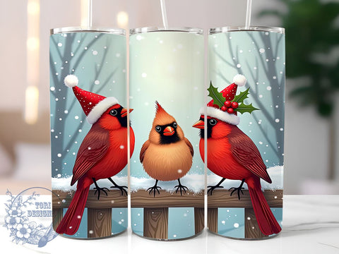 Christmas Cardinals Tumbler Wrap, Red Cardinals Tumbler, Christmas Design, 20oz Wrap, Sublimation Design, Holiday Drinkware, Winter Tumbler, Bird Lover Gift Sublimation ToriDesigns 