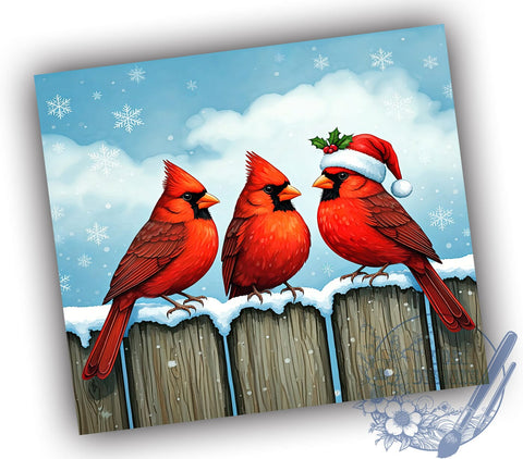 Christmas Cardinals Tumbler Wrap, Red Cardinals Tumbler, Christmas Design, 20oz Wrap, Sublimation Design, Holiday Drinkware, Winter Tumbler, Bird Lover Gift Sublimation ToriDesigns 