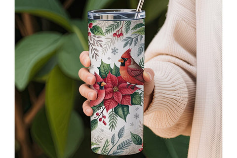 Christmas Cardinals Tumbler Wrap Sublimation DesignSVG 