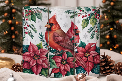 Christmas Cardinals Tumbler Wrap Sublimation DesignSVG 