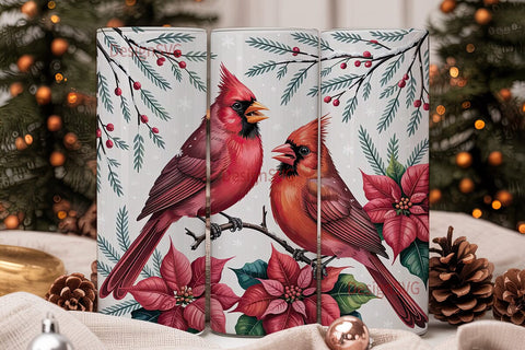 Christmas Cardinals Tumbler Wrap Sublimation DesignSVG 