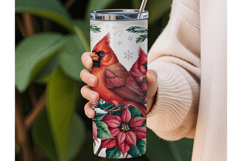 Christmas Cardinals Tumbler Wrap Sublimation DesignSVG 