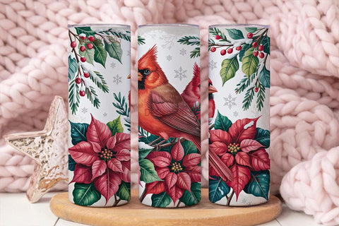 Christmas Cardinals Tumbler Wrap Sublimation DesignSVG 