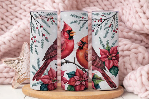 Christmas Cardinals Tumbler Wrap Sublimation DesignSVG 