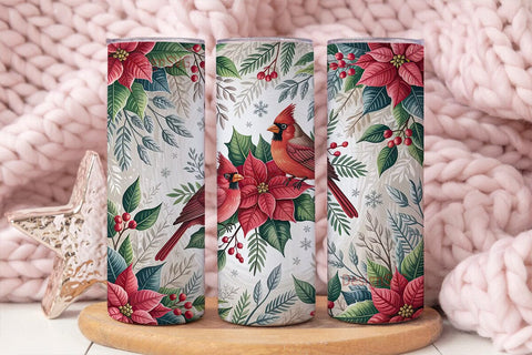 Christmas Cardinals Tumbler Wrap Sublimation DesignSVG 