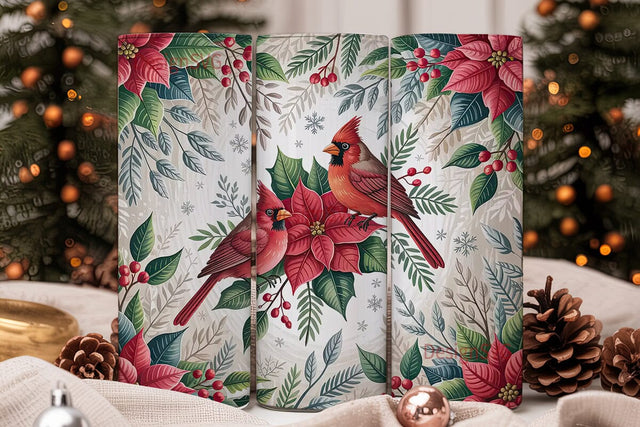 Christmas Cardinals Tumbler Wrap Sublimation DesignSVG 