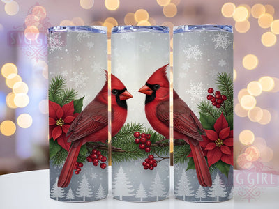 Christmas Cardinals Winter Tumbler, Festive Bird Sublimation Design, Holiday Cardinal Art, 20oz Cardinal Tumbler, Whimsical Holiday Mug, Elegant Cardinal Cup, Winter Bird Wrap Sublimation SvggirlplusArt 