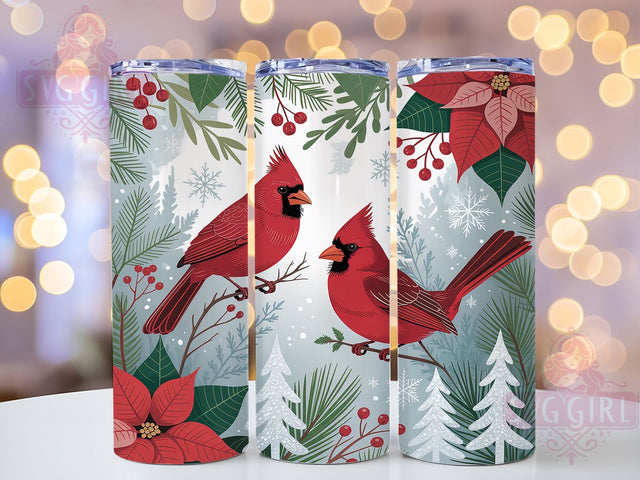 Christmas Cardinals Winter Tumbler, Festive Bird Sublimation Design, Holiday Cardinal Art, 20oz Cardinal Tumbler, Whimsical Holiday Mug, Elegant Cardinal Cup, Winter Bird Wrap Sublimation SvggirlplusArt 