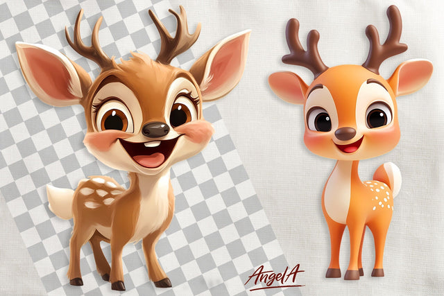 Christmas cartoon clipart, deer clipart, cute deer PNG Sublimation Angelina Semenova 