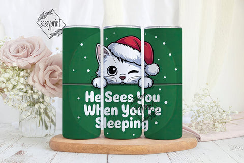 Christmas Cat 20oz Tumbler Design Sublimation sassyprint 