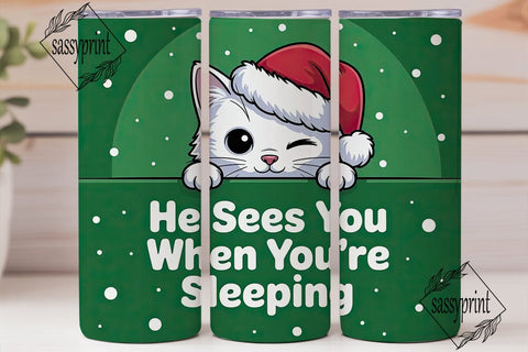 Christmas Cat 20oz Tumbler Design Sublimation sassyprint 