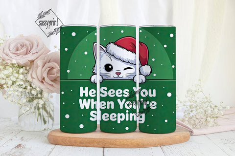 Christmas Cat 20oz Tumbler Design Sublimation sassyprint 