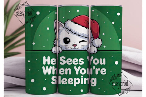 Christmas Cat 20oz Tumbler Design Sublimation sassyprint 