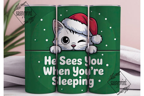 Christmas Cat 20oz Tumbler Design Sublimation sassyprint 