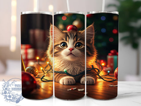Christmas Cat 20oz Tumbler Wrap, Funny Holiday Cat, Tumbler Wrap, 20oz Sublimation, Cat Lover Gift, Holiday Drinkware, Cute Cat Decor Sublimation ToriDesigns 