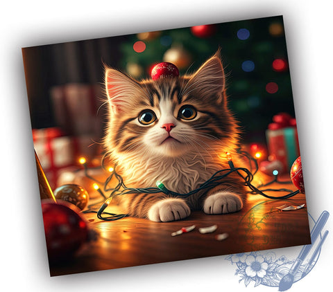 Christmas Cat 20oz Tumbler Wrap, Funny Holiday Cat, Tumbler Wrap, 20oz Sublimation, Cat Lover Gift, Holiday Drinkware, Cute Cat Decor Sublimation ToriDesigns 