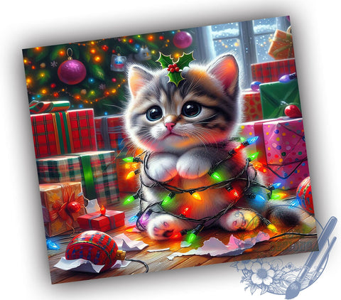 Christmas Cat 20oz Tumbler Wrap, Funny Holiday Cat, Tumbler Wrap, 20oz Sublimation, Cat Lover Gift, Holiday Drinkware, Cute Cat Decor Sublimation ToriDesigns 