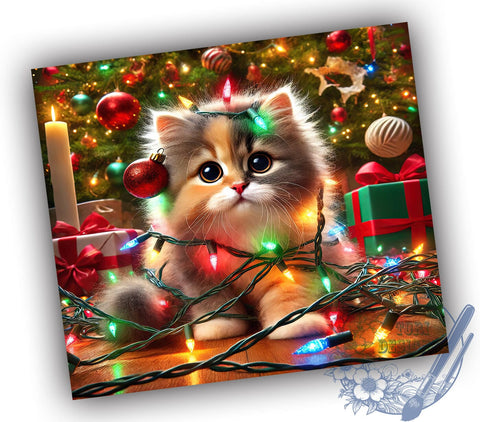 Christmas Cat 20oz Tumbler Wrap, Funny Holiday Cat, Tumbler Wrap, 20oz Sublimation, Cat Lover Gift, Holiday Drinkware, Cute Cat Decor Sublimation ToriDesigns 