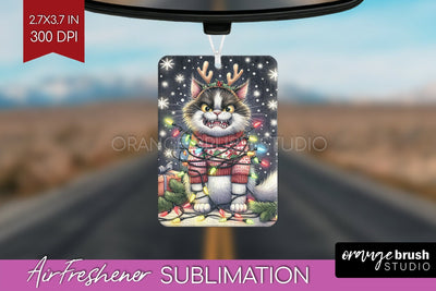 Christmas Cat Air Freshener PNG - Funny PNG Sublimation Sublimation OrangeBrushStudio 