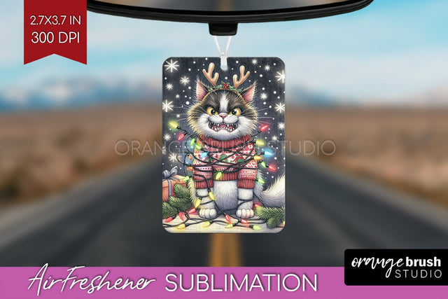 Christmas Cat Air Freshener PNG - Funny PNG Sublimation Sublimation OrangeBrushStudio 