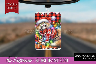 Christmas Cat Air Freshener PNG - Funny PNG Sublimation Sublimation OrangeBrushStudio 