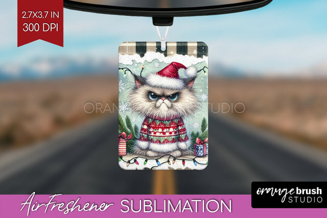 Christmas Cat Air Freshener PNG - Funny PNG Sublimation Sublimation OrangeBrushStudio 