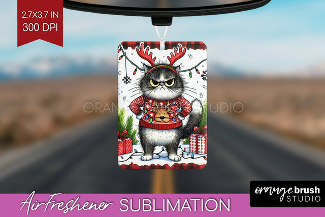 Christmas Cat Air Freshener PNG - Funny PNG Sublimation Sublimation OrangeBrushStudio 