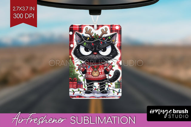 Christmas Cat Air Freshener PNG - Funny PNG Sublimation Sublimation OrangeBrushStudio 