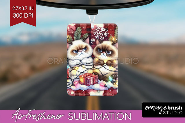 Christmas Cat Air Freshener PNG - Funny PNG Sublimation Sublimation OrangeBrushStudio 