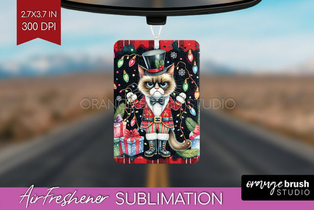Christmas Cat Air Freshener PNG - Funny PNG Sublimation Sublimation OrangeBrushStudio 