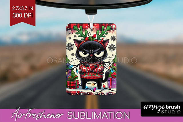 Christmas Cat Air Freshener PNG - Funny PNG Sublimation Sublimation OrangeBrushStudio 