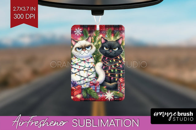 Christmas Cat Air Freshener PNG - Funny PNG Sublimation Sublimation OrangeBrushStudio 